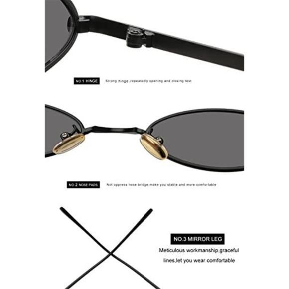 Vintage Oval Sunglasses For Women - Small Metal Frames, UV Protective Coating - Picture 5 of 5